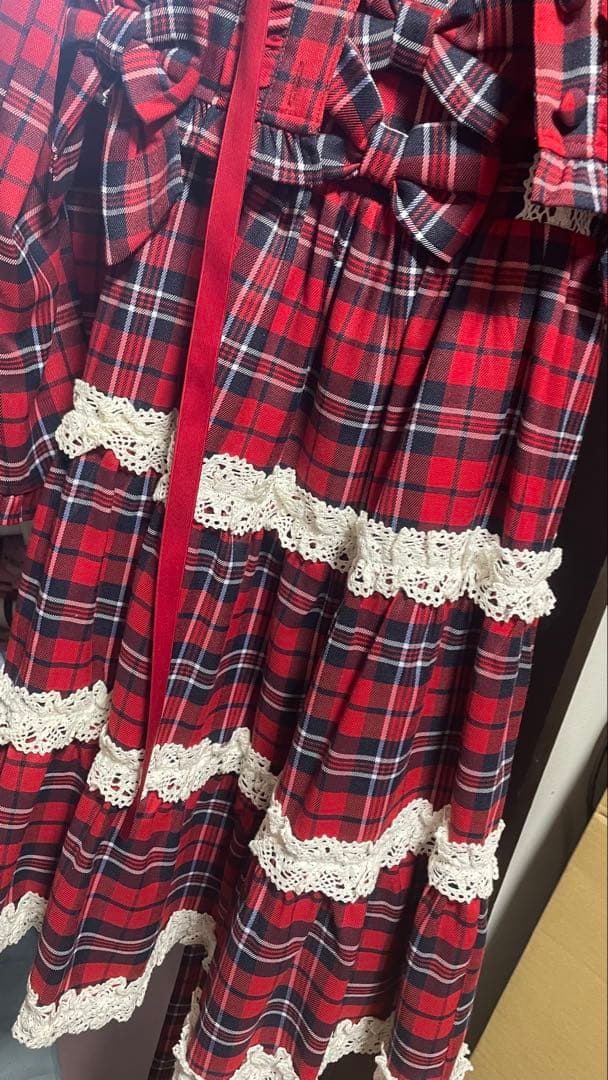 axes femme kawaiiタータンチェック ３点セット 懐古ロリィタ