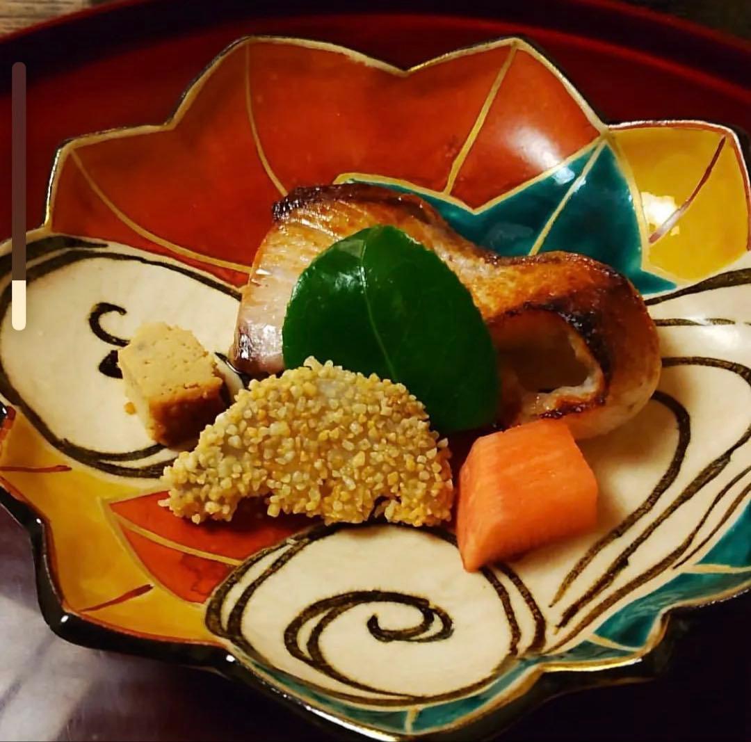 乾山写呉須入り竜田川文向付5種5色絵がわり 5客　清水焼　京器　懐石向付