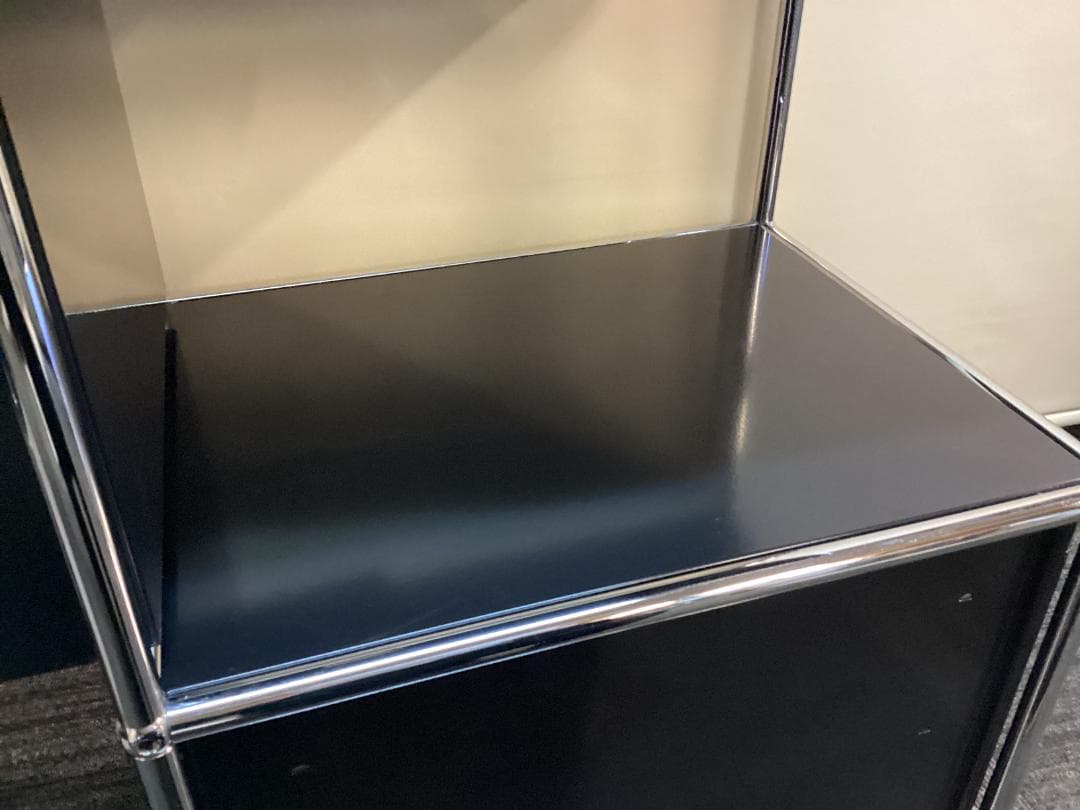 鍵付き　USMハラー　デスクワゴン　２段　ブラック　脇机　袖机