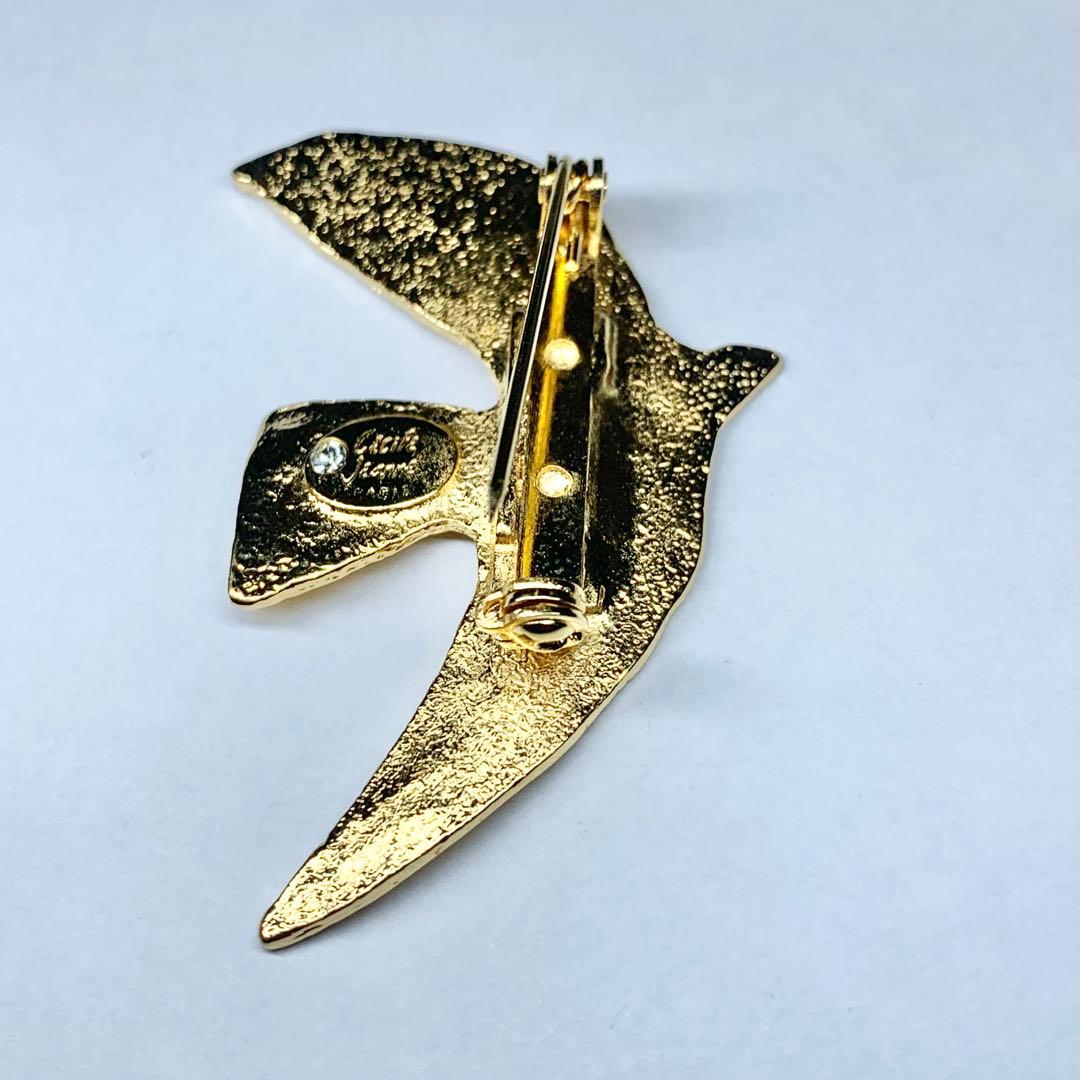 未使用級 セシルエジャンヌ ラ・コロンブ ブローチ 鳩 ハト 24金コーティング