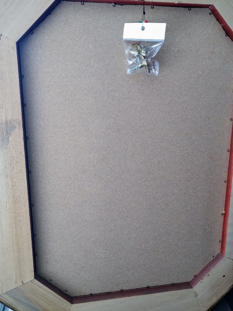 イタリア製 アンティーク八角ミラー・ 壁掛け 鏡・木製レリーフ鏡・クラシック