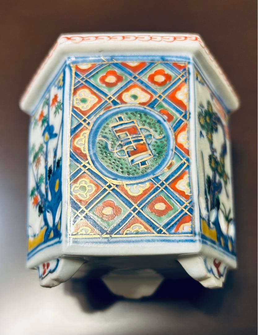六面香炉　角福　陶器　骨董　美術品