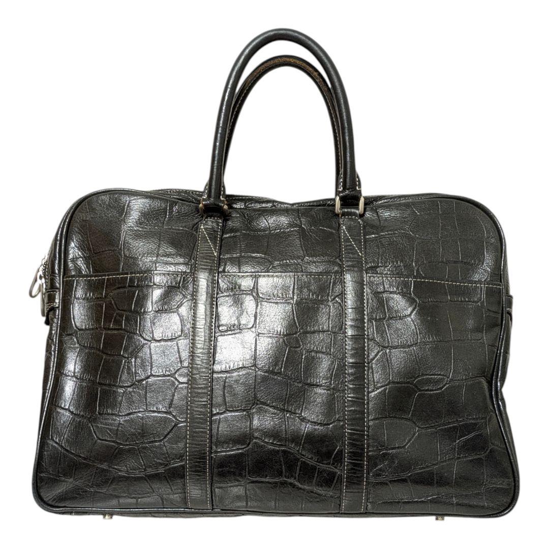 aniary ビジネスバッグ ブリーフケース クロコ型押し トート 本革 黒