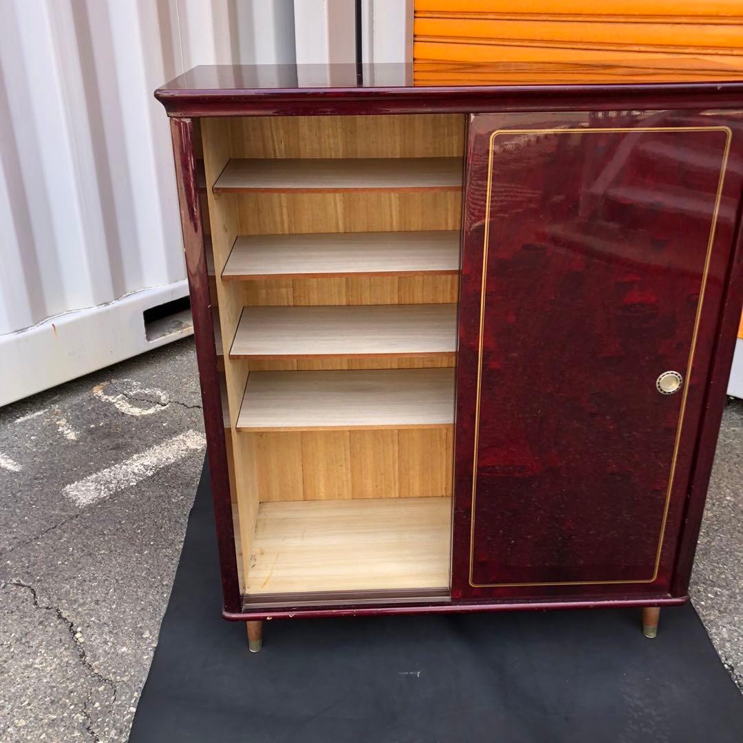 アンティーク　マホガニー　下駄箱　ワインレッド木製収納キャビネット