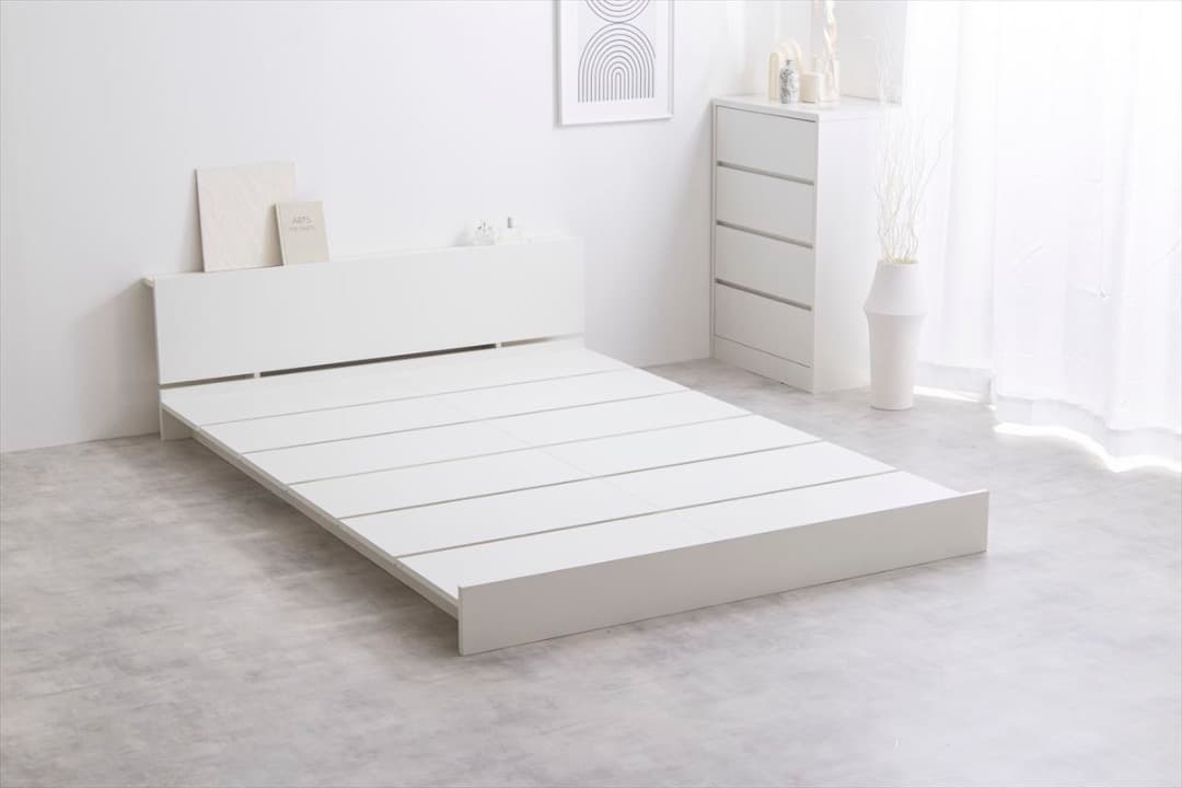 【送料無料】【シングル】すのこローベッド　ヘッドボード  ボンネルマットレス付き