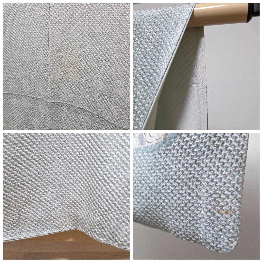 A5◆着物くつろぎ 総絞り 霞に辻が花 水色 白 袷 正絹 訪問着 着物