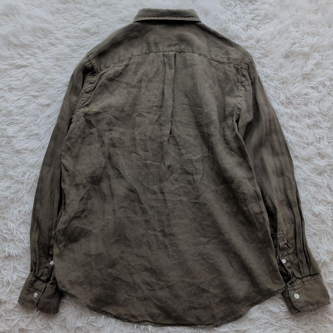 現行 ポロラルフローレン リネンシャツ 刺繍ポニー カーキ M