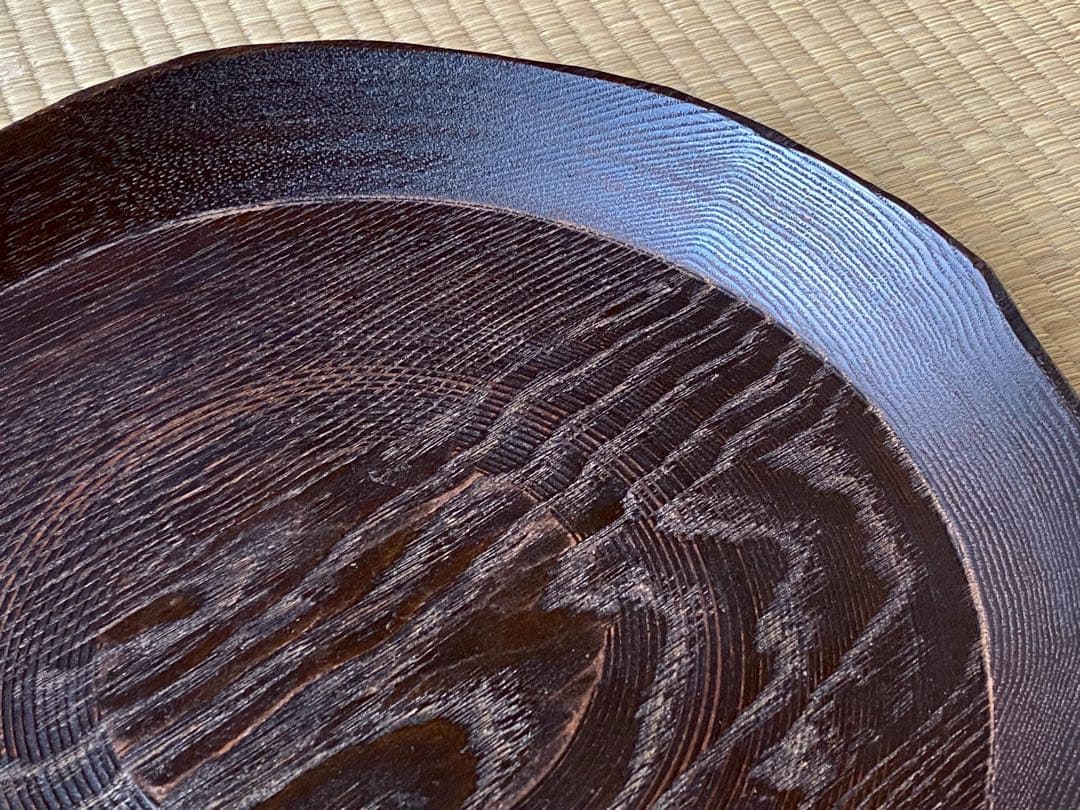 村瀬治兵衛 作【沢栗はつり盆】38cm 大きなサイズ 丸盆 盆手前 茶道具