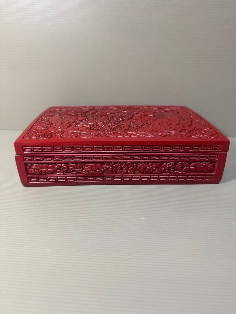 2266  昭和レトロ 仙台堆朱 漆塗り 筆箱 文箱 小物入れ 未使用