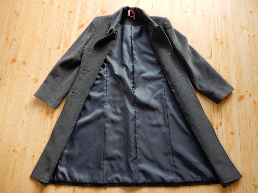 モンリーラス☆ステンカラーコートMサイズ(ブルーフォックス襟付き)グレー