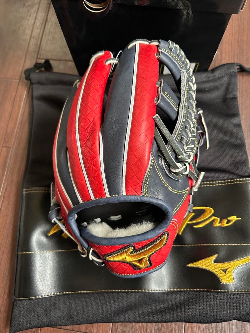 ミズノプロ　軟式グローブ 内野用　Dブルー＊レッド　サイズ9