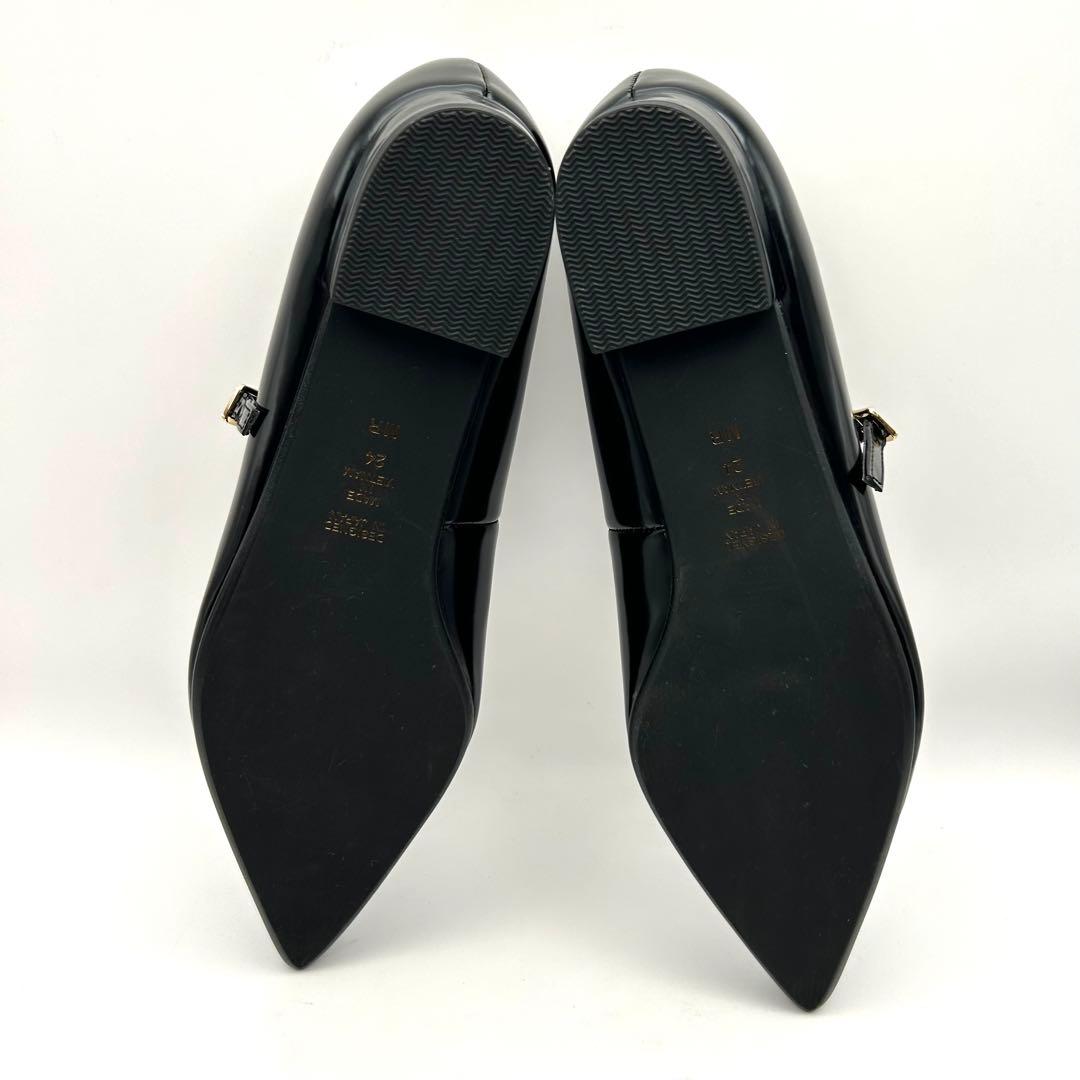 未使用級✨ DIANA 【24㎝】 フラットパンプス エナメル ポインテッドトゥ