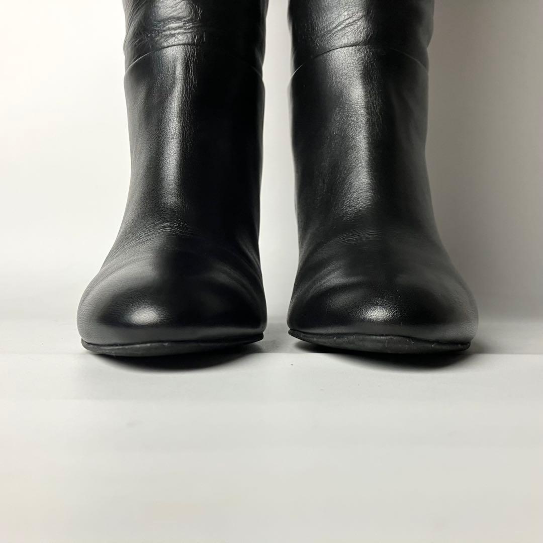 【美品】DIANA チャンキーヒール　レザー　ロングブーツ　美脚　黒　24cm