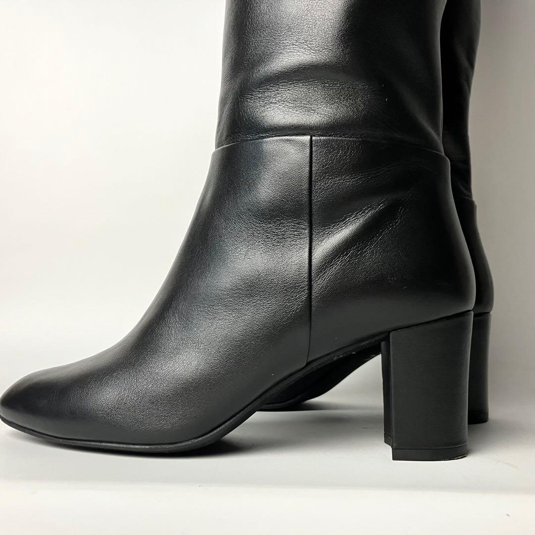 【美品】DIANA チャンキーヒール　レザー　ロングブーツ　美脚　黒　24cm