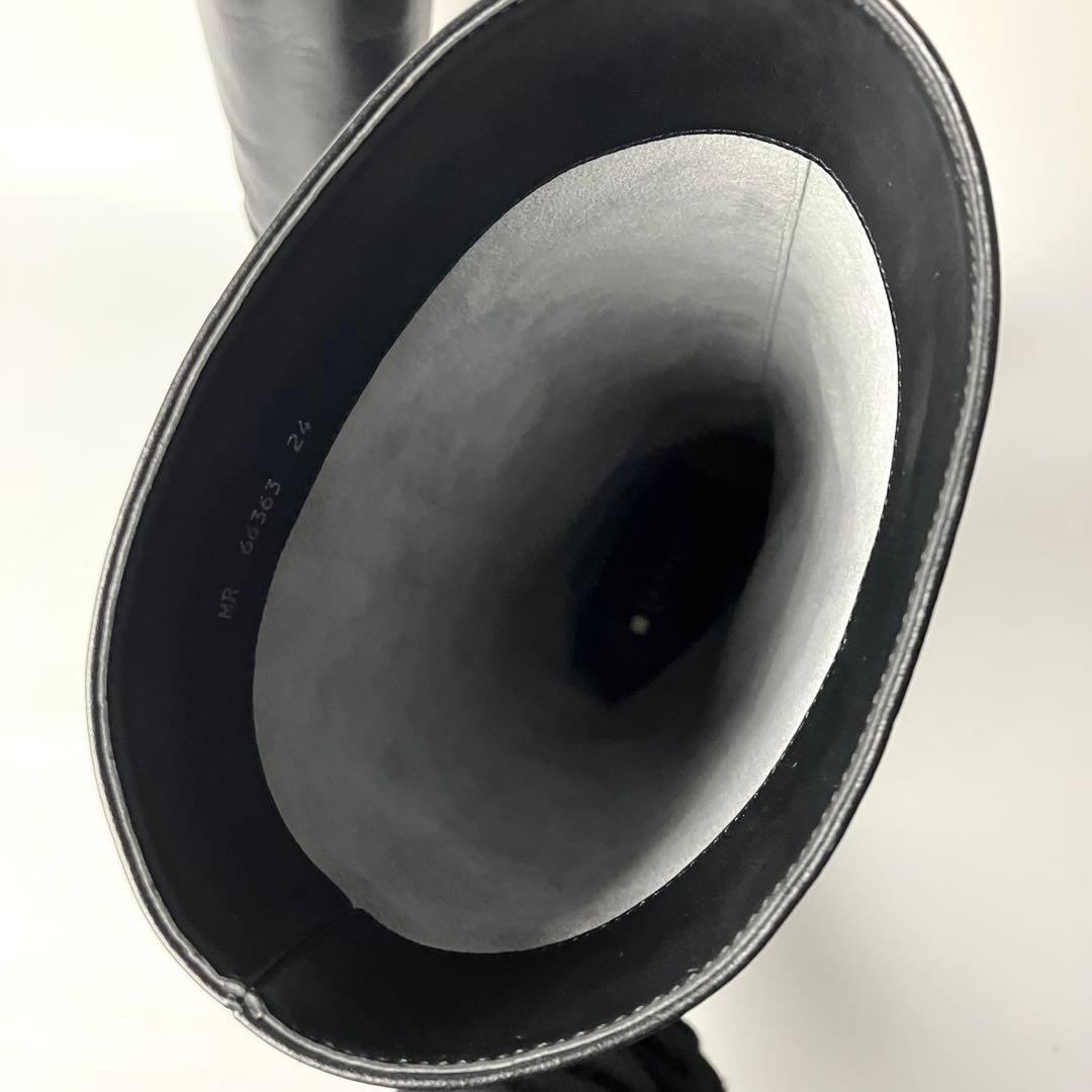 【美品】DIANA チャンキーヒール　レザー　ロングブーツ　美脚　黒　24cm