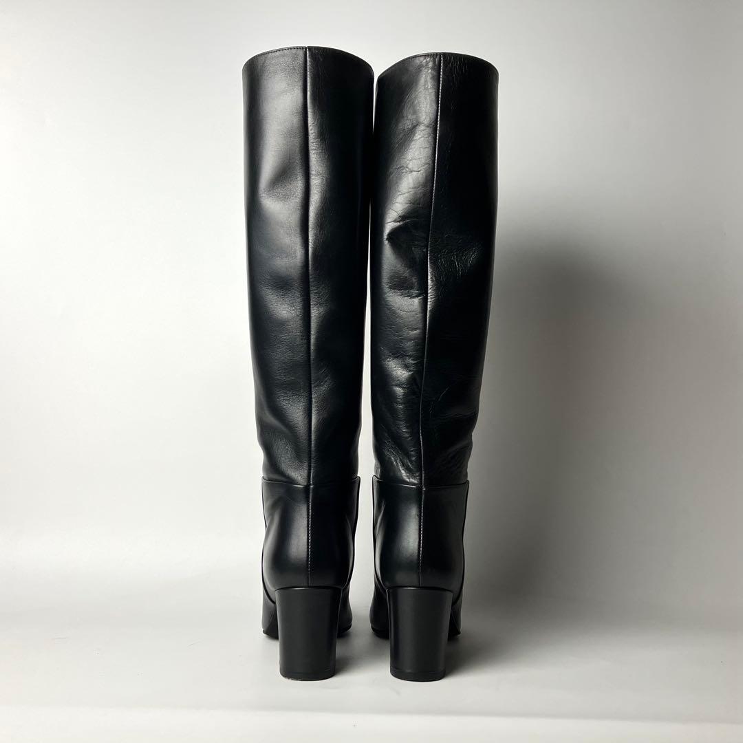 【美品】DIANA チャンキーヒール　レザー　ロングブーツ　美脚　黒　24cm