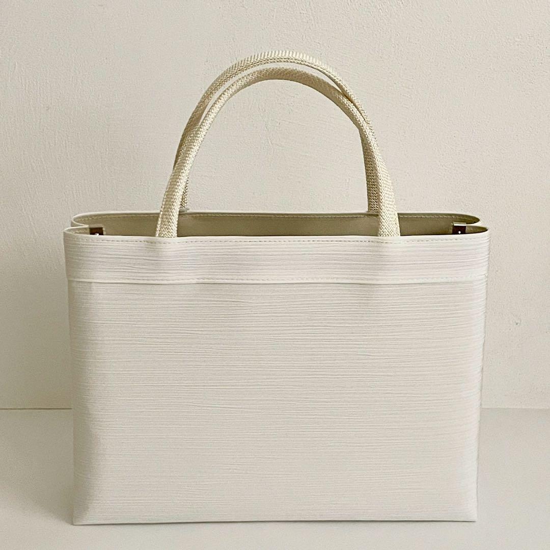 衿秀　和装バッグ　トートバッグ　お稽古バッグ　A4　白　ホワイト　日本製