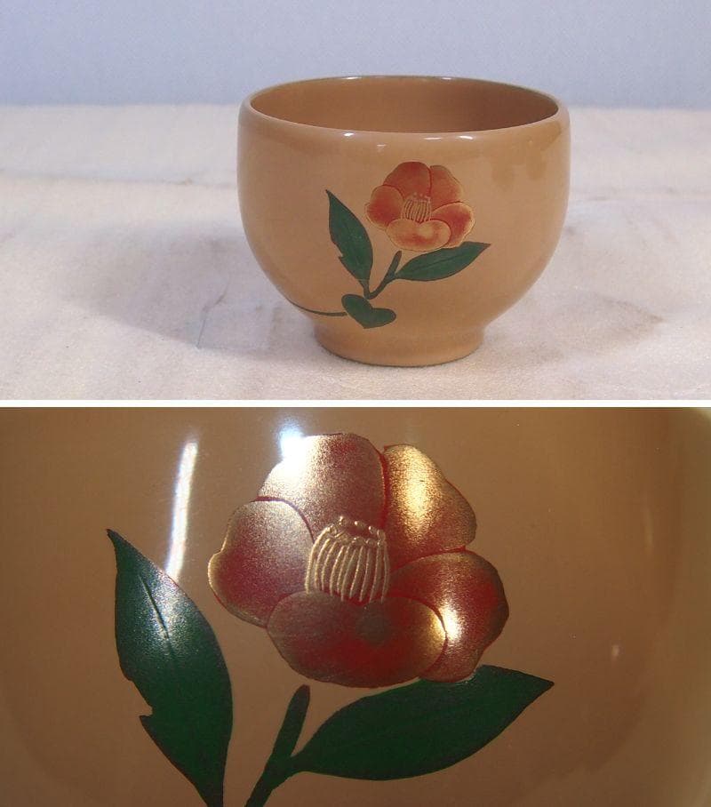 【未使用】輪島塗 塩安製 白漆 絵変わり蒔絵 湯吞 5客 湯吞茶碗 茶器/漆器