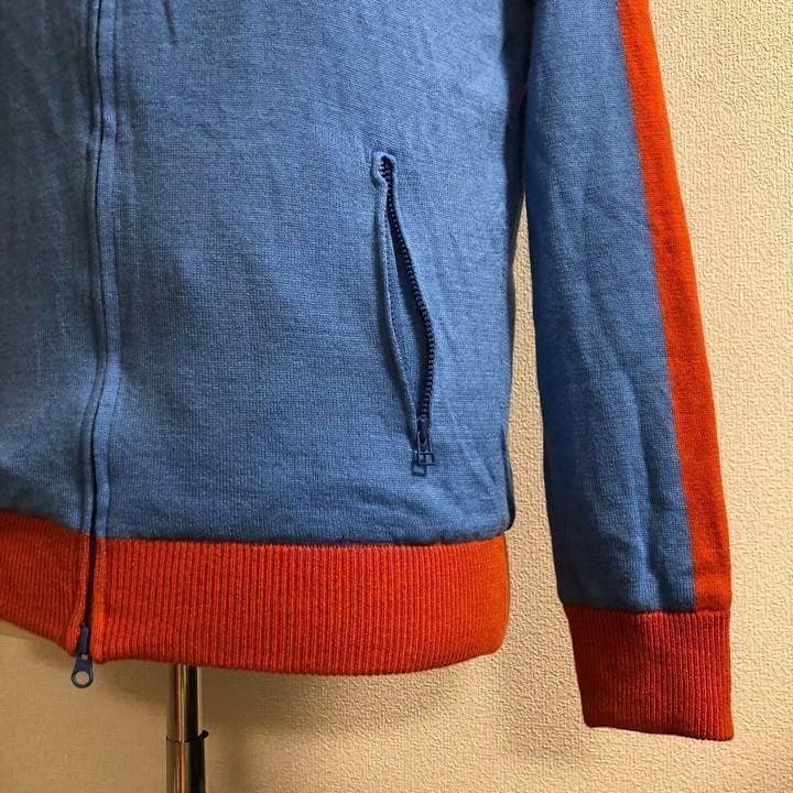 ラフアンドスウェル★ダブルジップ ウール混 ニット ジャケット★ライトブルー M