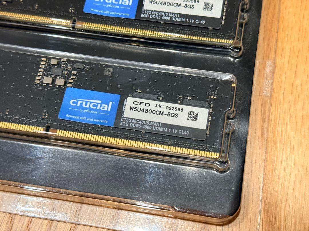 【新品】crucial DDR5 16G(8GB×2) W5U4800M-8GS