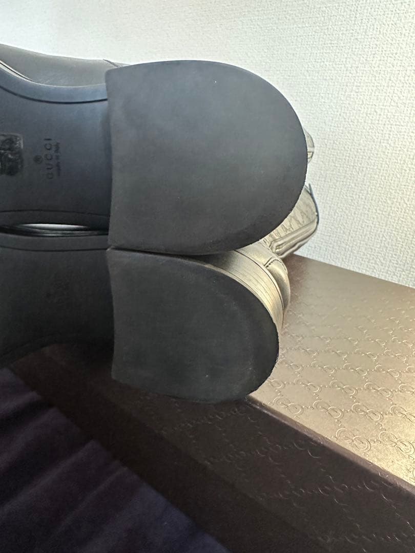 GUCCI ブラックレザー ロングブーツ GGパターン　39サイズ