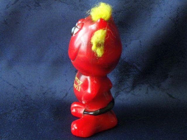激レア【1970年】ヴィンテージ レッドデビル 猫 メッセージドール 毛残存