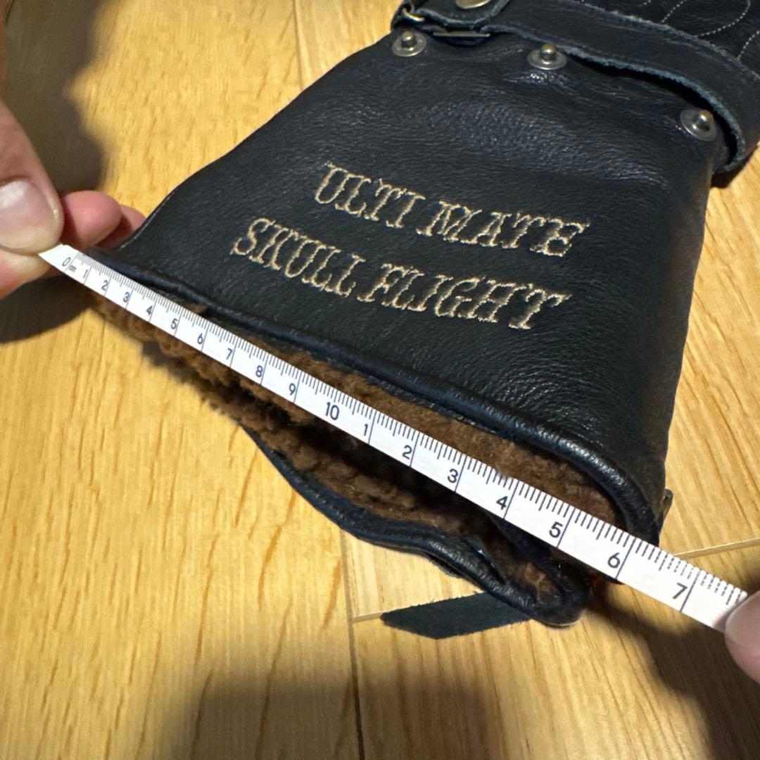 【スカルフライト★ガントレットグローブ黒M】ミトン付き寒冷地仕様　バイクグローブ