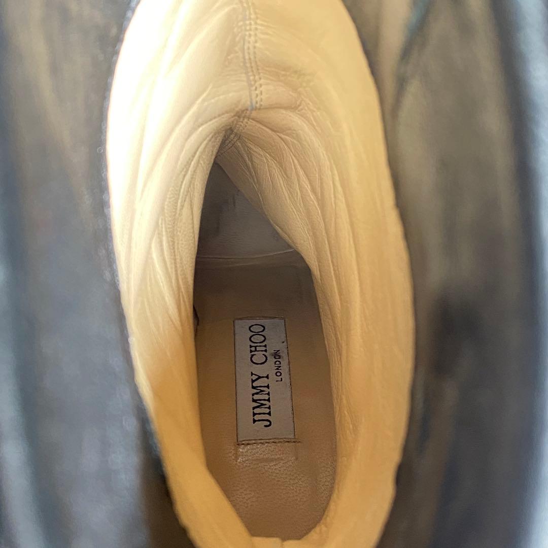 極美品♡ジミーチュウ レザーバイカーブーツ GALEN　ピンヒール シワ革加工