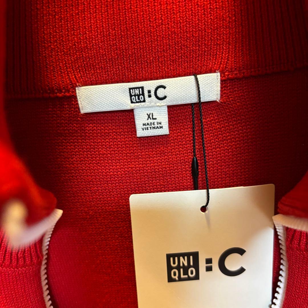 ユニクロC　ミラノリブフルジップカーディガン XL レッド