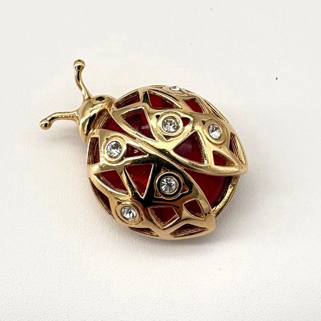 極美品 ディオール ブローチ てんとう虫 昆虫 ラインストーン カラーストーン