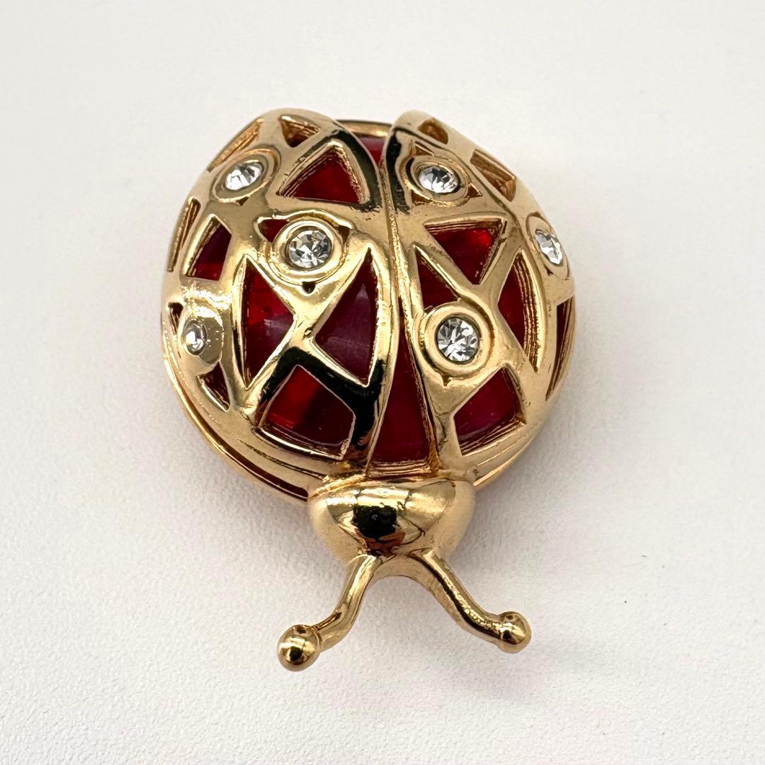 極美品 ディオール ブローチ てんとう虫 昆虫 ラインストーン カラーストーン