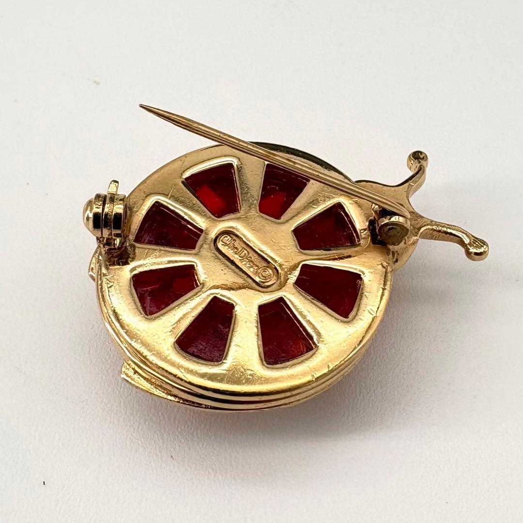 極美品 ディオール ブローチ てんとう虫 昆虫 ラインストーン カラーストーン