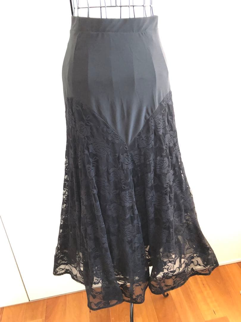 美品❣️ ❤️レイリーナ　社交ダンス　 レーススカート　ブラック❤️