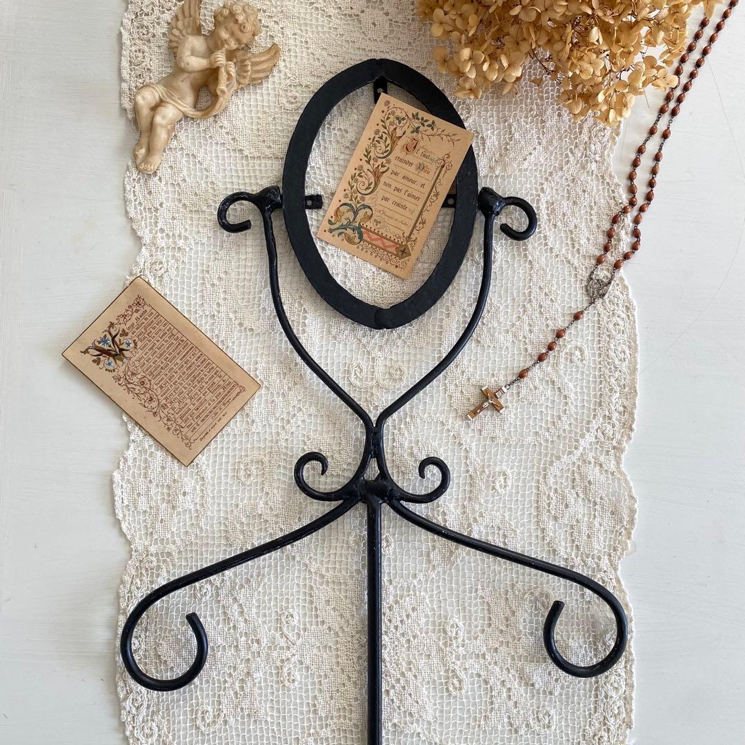 レア フランスアンティーク アイアン製オーバル型 フレーム