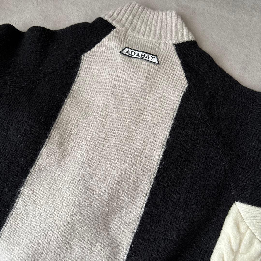 adabat ジップアップセーター 黒・グレー・白