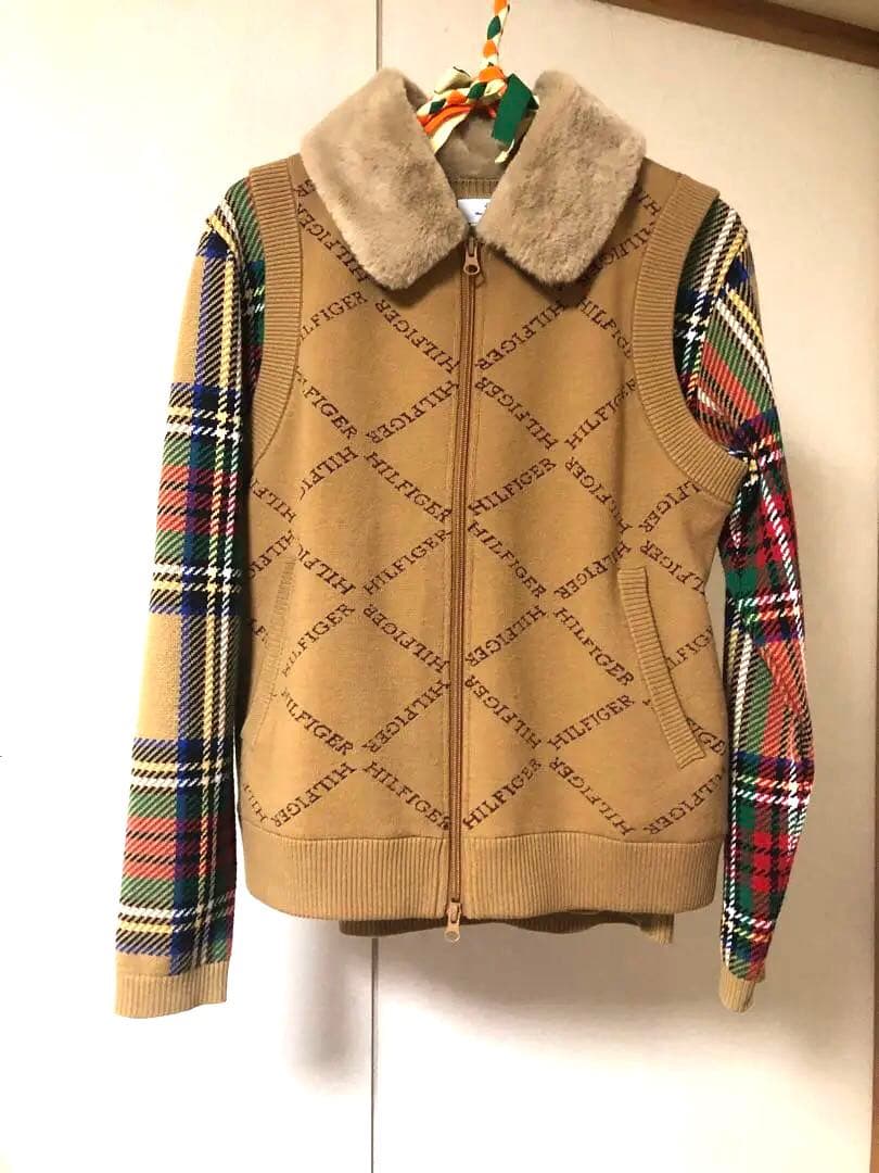 トミー ヒルフィガー ゴルフ2WAYネックモノグラムジャカードニットベスト