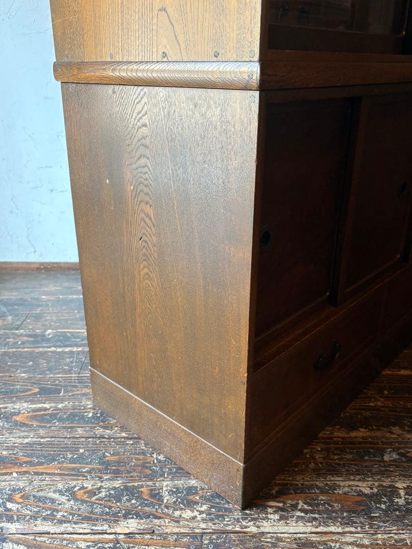 茶棚 木製ガラス扉付きタンス 水屋　飾り棚　違棚　アンティーク　レトロ