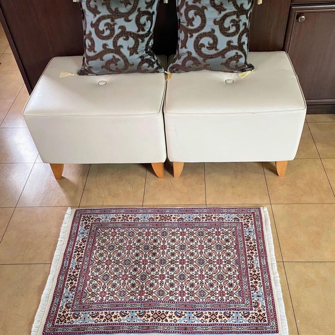 ペルシャ絨毯 玄関マット 本物 ムード産 手織り絨毯 ペルシャラグ57/88cm