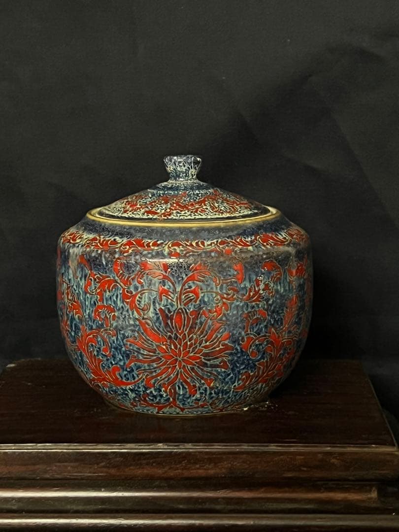 【倉庫整理品】中国古美術/清時代呂鈞窯壺【大清乾龍年製】在銘：XG66