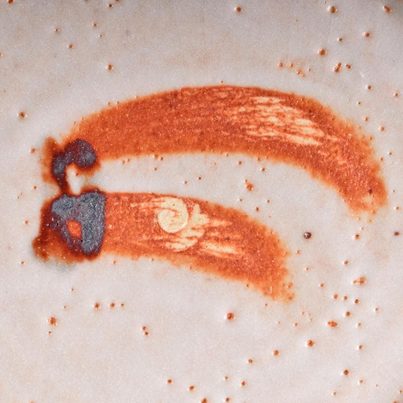 和食器　美濃焼　安藤日出武作　紅志野　草文　平皿　五客　共箱　M　R7893B