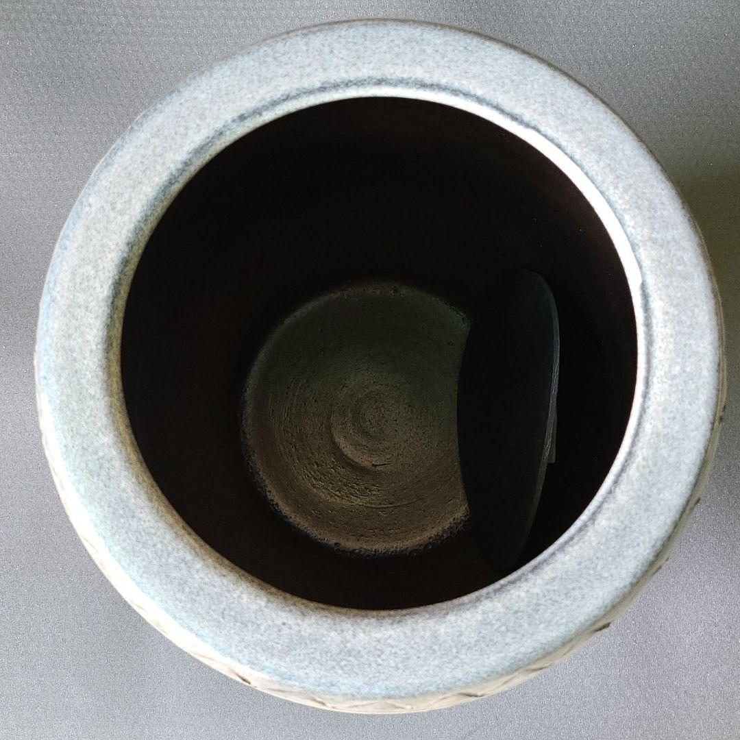 お値下げしました⤵信楽焼傘立て  シダ彫り 高さ５０cm