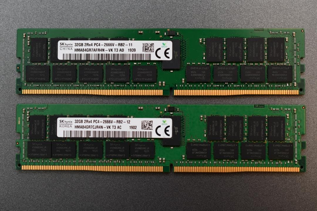 【動作品】DDR4 128GB 2666MHzメモリ (32GBx4枚組)