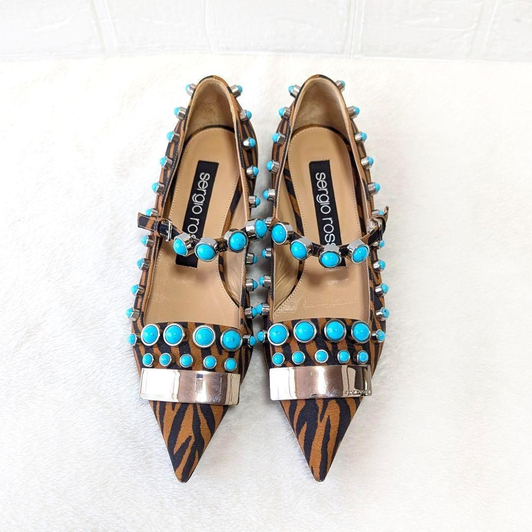 ✨希少✨セルジオロッシ ターゴイズ バレエシューズ フラットシューズ