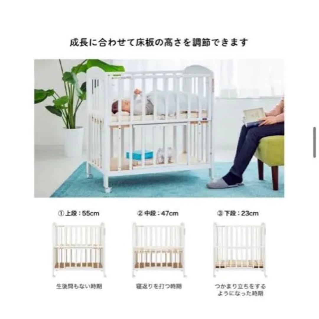 KATOJI カトージ　ミニベッド ホワイト 60x90cm キャスター付き