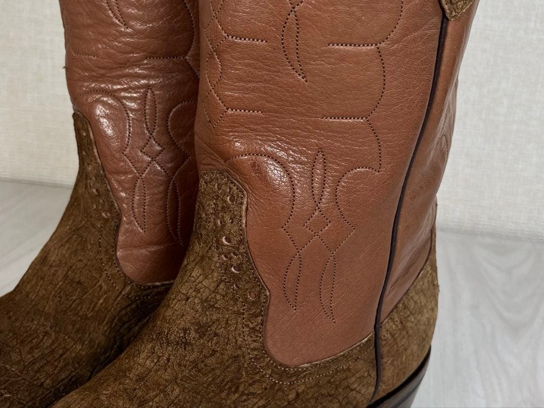 【未使用級】リオスオブメルセデス　ウエスタン ブーツ　ヒポ レザー　カバ革