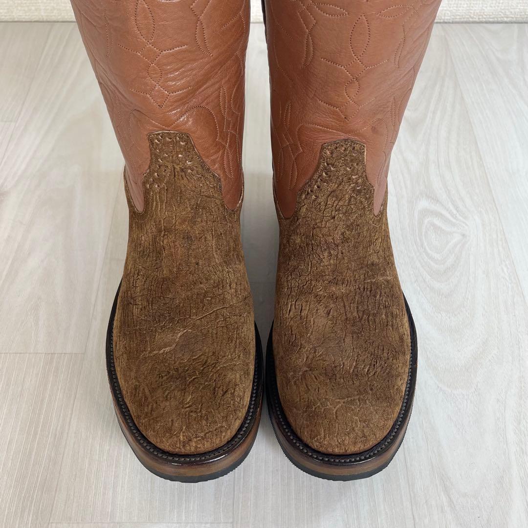 【未使用級】リオスオブメルセデス　ウエスタン ブーツ　ヒポ レザー　カバ革