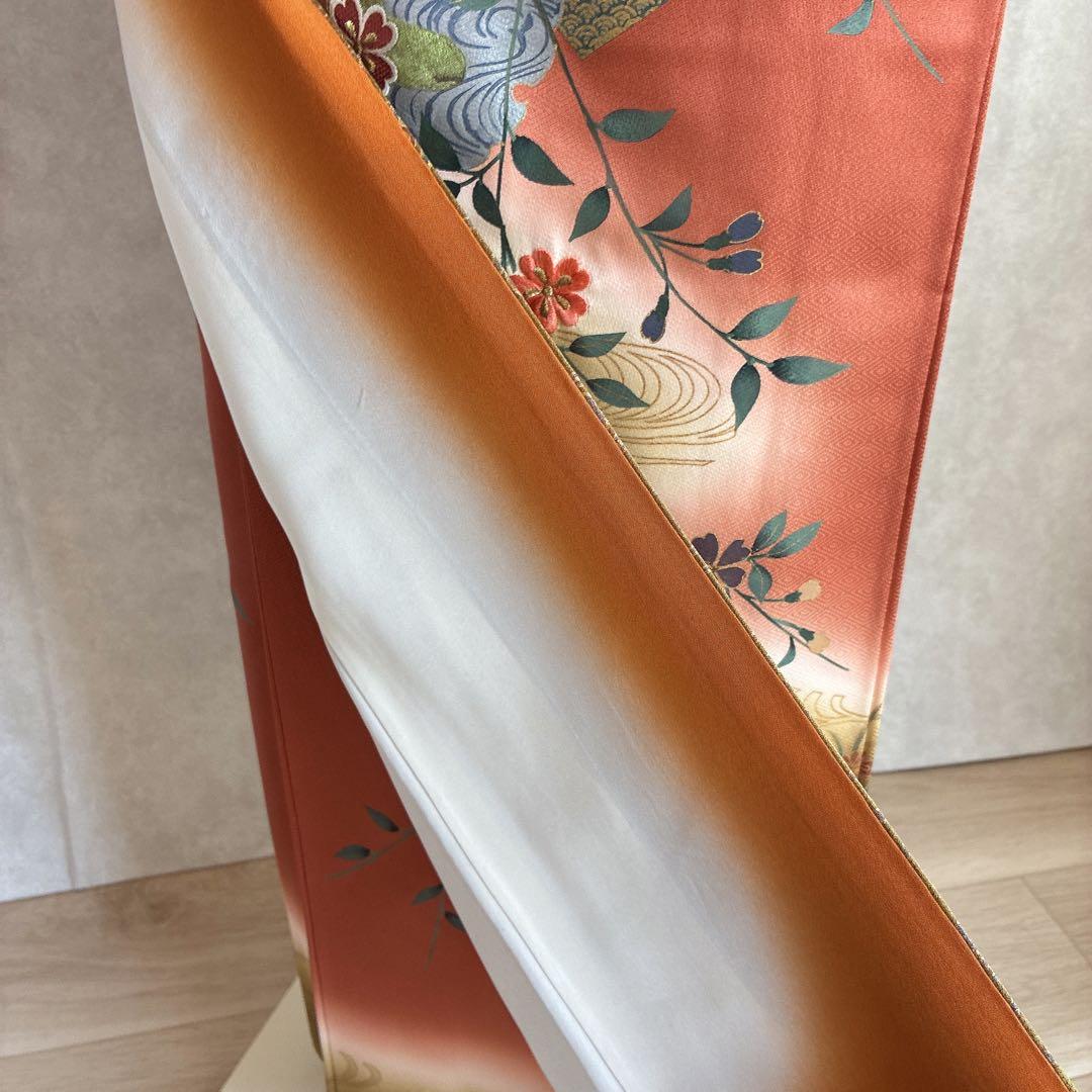 a*i様 訪問着　フルセット　着物　正絹　袷　刺繍　枝花　雪輪　J5