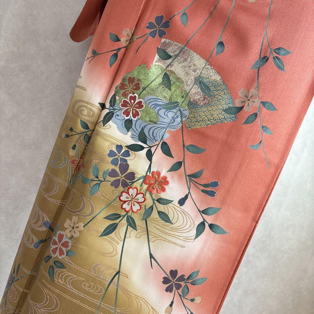 a*i様 訪問着　フルセット　着物　正絹　袷　刺繍　枝花　雪輪　J5