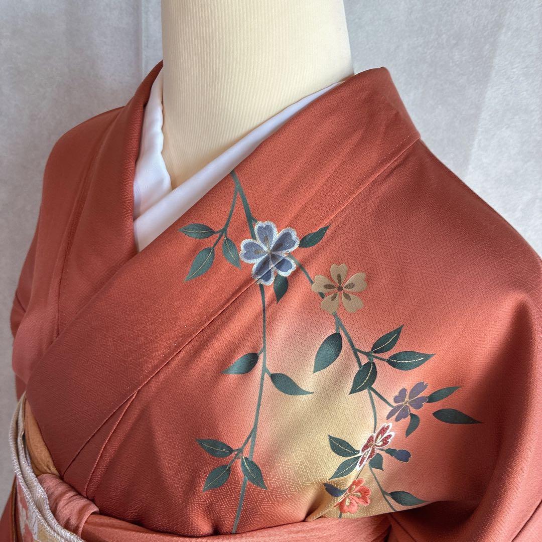 a*i様 訪問着　フルセット　着物　正絹　袷　刺繍　枝花　雪輪　J5