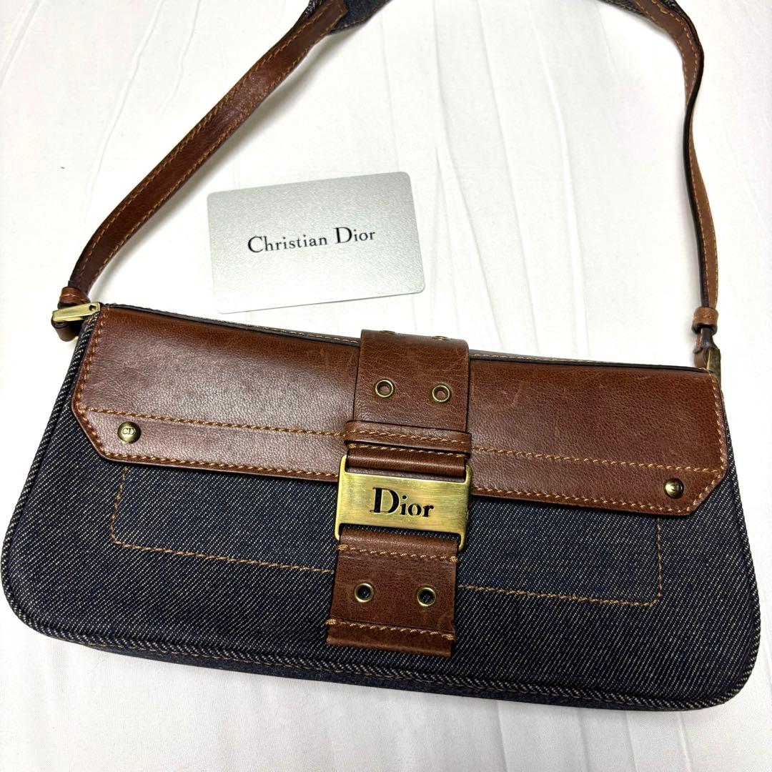 クリスチャンディオール ストリートシック デニム レザー ワンショルダーバッグ
